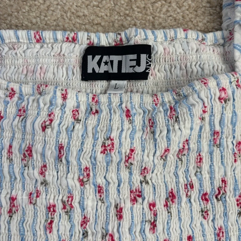 KatieJ NYC Girls' Marlee Smocked Floral Puff Sleeve Top & Brooke Skirt, size L